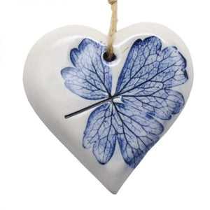 Small Pressed Leaf Heart - Blue