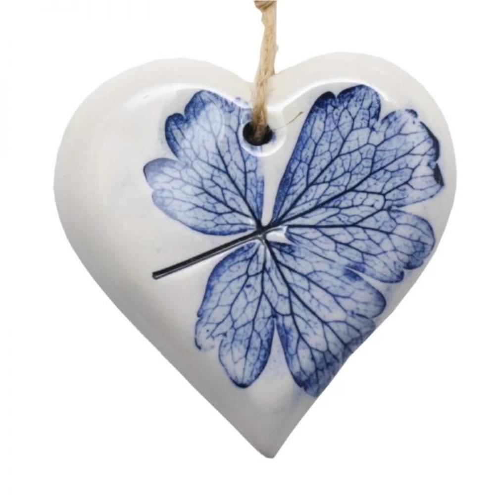 Small Pressed Leaf Heart - Blue