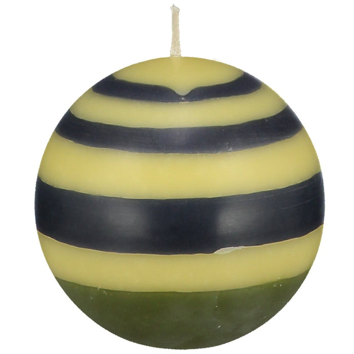 Small Striped Ball Candle - Olive, Indigo and Yellow