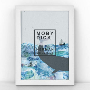 Unframed A5 print featuring a book cover for Herman Melville's novel Moby Dick.