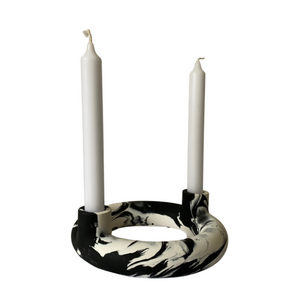 Round Candleholder - Black & White