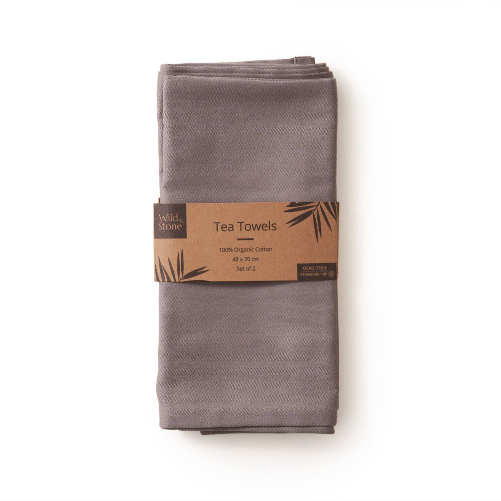 Organic Cotton Tea Towels - Grey