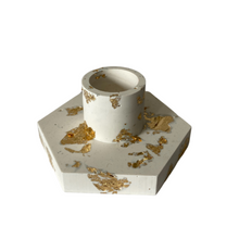 Load image into Gallery viewer, Gold Leaf Candleholder - White